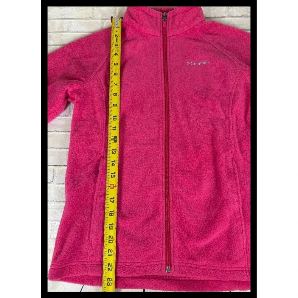 Columbia Fleece‎ Jacket Kids Large 14/16 Pink Full Zip Mock Neck Outerwear